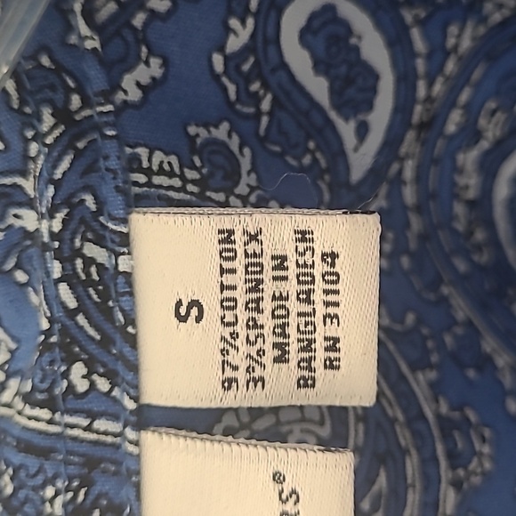 Paisley Bandana Button Up blouse print Cotton Stretch Short Sleeve Cuffs NWT - Picture 7 of 8